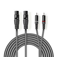 XLR adapter kabel 3m (2x 3-pin Hun/2x RCA Han) Nedis