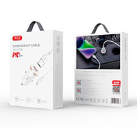 XO CC56 USB-C Billader PD 30W QC (USB-A/USB-C) + Lightning/USB-A Kabel (Hvid)