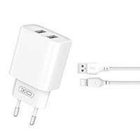 XO CE02C USB Lader 2,1A (2x USB-A) + USB-C/USB-A Kabel