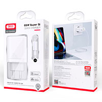XO CE04 USB-C Lader PD 65W (2xUSB-C/1xUSB-A) + Lightning/USB-C Kabel (Hvid)