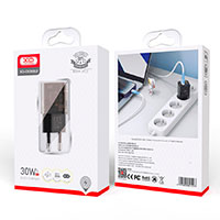 XO CE05 Clear USB-C Oplader 30W (1xUSB-A/1xUSB-C) 
