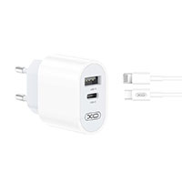 XO L97 USB Lader+Lightning/USB-C kabel (1xUSB-A/1xUSB-C)Hvid