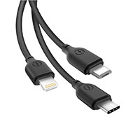 XO NB103 Multikabel 2,1A 1m (Lightning/USB-C/microUSB) Sort