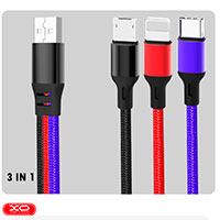 XO NB143 Multikabel - 1,2m (USB-C/Lightning/Micro-USB)
