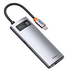 Baseus PD 100W HUB Metal Gleam 6-i-1  USB-C Dock (USB-C/HDMI/USB-A/RJ45)