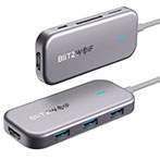 BlitzWolf BW-TH5 7-i-1 USB-C 3.2 Hub (USB-C/HDMI/USB-A/Kortlser)