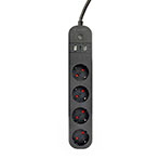 Gembird TSL-PS-S4U-01 Smart Stikdse 4 udtag - 1,5m (USB-A/USB-C) Sort
