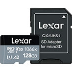 Lexar C10 microSDXC Kort 128GB A2 V30 (UHS-I) m/Adapter