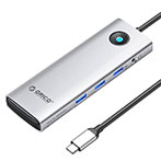Orico 10-i-1 USB-C Hub (USB-A/3,5mm/SD/TF/HDMI/Ethernet/USB-C) Slv