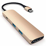 Satechi Slim USB-C MultiPort Adapter (HDMI/USB-A/USB-C) Guld