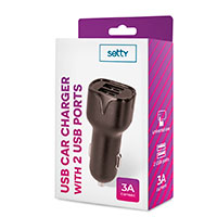 Setty USB Billader 3A (2xUSB-A) Sort