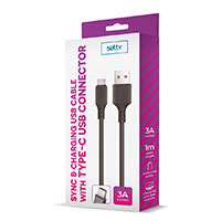 Setty USB-C Kabel 3A - 1m (USB-A/USB-C) Sort