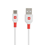 Skross USB-C Kabel 2m (USB-A/USB-C) Hvid/Rd