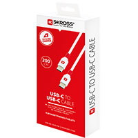 Skross USB-C Kabel 2m (USB-C/USB-C) Hvid/Rd