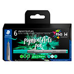 Staedtler Pigment Arts Brush Pen (6 farver) Greens & Turquoises
