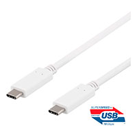 USB-C kabel 100W - 0,5m (USB-C/USB-C) Hvid - Deltaco