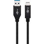 USB-C kabel 60W - 0,5m (USB-C/USB-A) Sort - Goobay