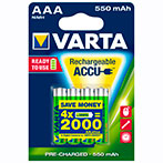Varta Recharge Accu Power Genopladelig AAA Batteri 550mAh (NiMH) 4pk