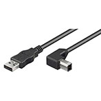 Vinkel USB kabel (A han/B han) - 0,5m