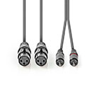 XLR adapter kabel 1,5m (2x 3-pin Hun/2x RCA Han) Nedis